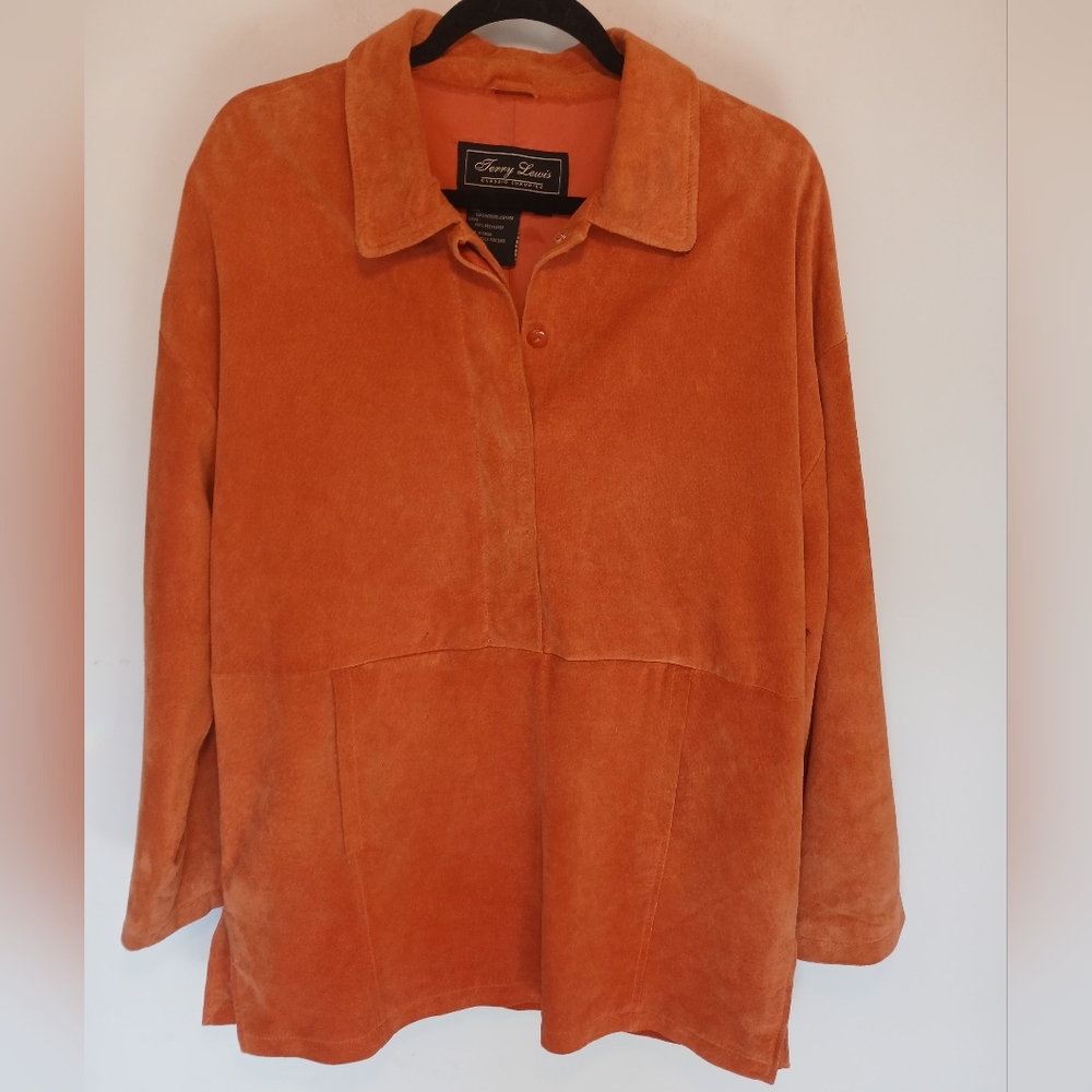 Terry Lewis Classic Luxuries 100% Genuine Leather Rust Orange Top